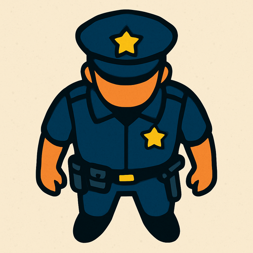 kuş bakışı polis ama kuzeye doğru baksın.
In-Game asset.  2d.  High contrast.  No shadows