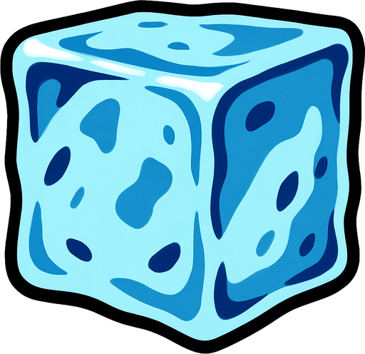 Ice cube seen from the front.
In-Game asset.  2d.  High contrast.  No shadows