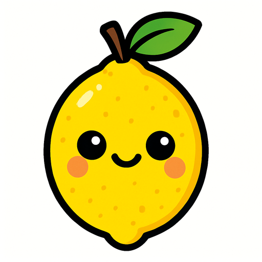 Lemon with cute face.
In-Game asset.  2d.  High contrast.  No shadows