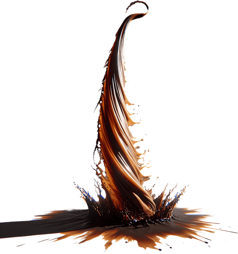 Coffee trail going vertical.
Single Game Texture. In-Game asset. 2d. Blank background. High contrast. Shadows at the bottom.