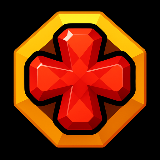 Crossbomb gem.
In-Game asset.  2d.  High contrast.  No shadows