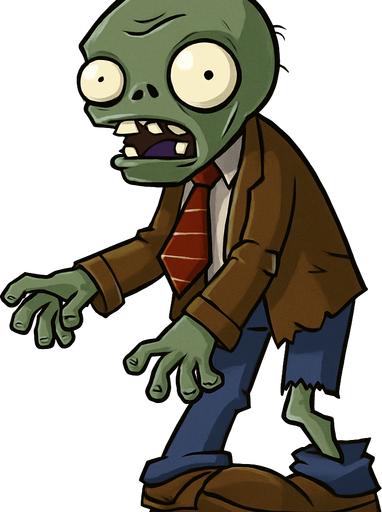 Zombie básico del videojuego plantas vs zombies.
In-Game asset.  No shadows