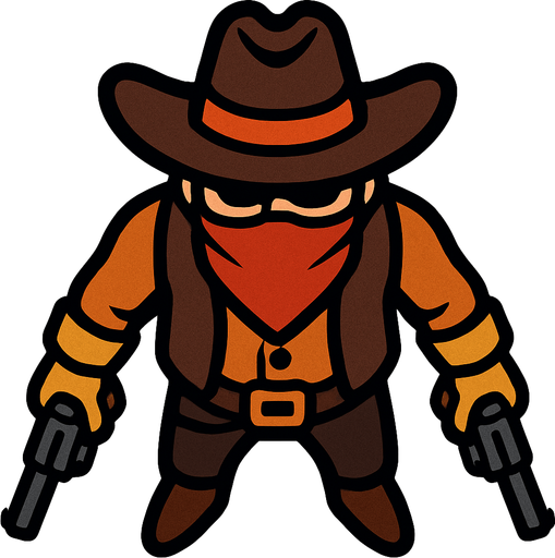 Top view enemy cowboy.
In-Game asset.  2d.  High contrast.  No shadows