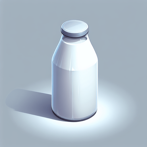 A bottle of milk.
Single Game Texture. In-Game asset. 2d. Blank background. High contrast. No shadows.