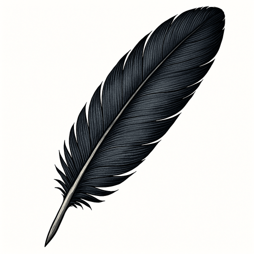 Una pluma realista.
In-Game asset.  2d.  High contrast.  No shadows. Realista