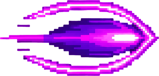 Eliptic neon laser bullet.
In-Game asset.  2d.  High contrast.  No shadows. Pixel