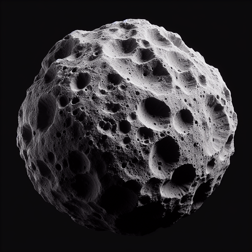 asteroid.
Single Game Texture.  In-Game asset.  Blank background.  High contrast.  No shadows