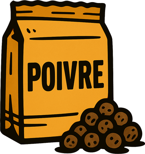 Poivre.
In-Game asset.  2d.  High contrast.  No shadows