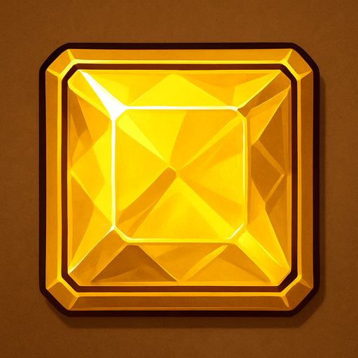 yellow gem square realistic.
In-Game asset.  2d.  High contrast.  No shadows