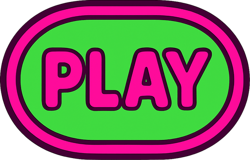 Boton de play de color verde y rosa.
In-Game asset.  2d.  High contrast.  No shadows