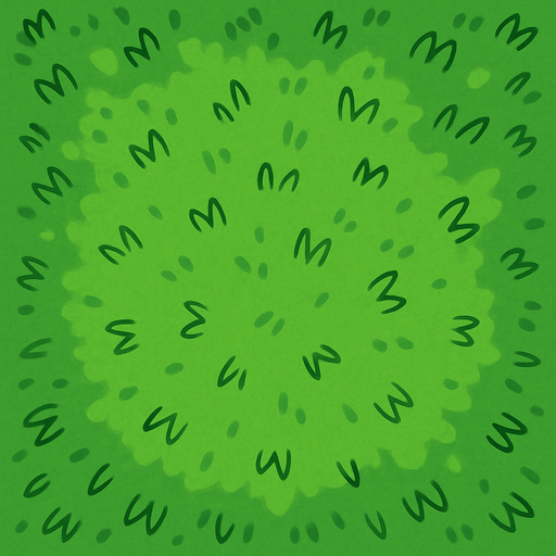 top view of a grassy area.
In-Game asset.  2d.  High contrast.  No shadows