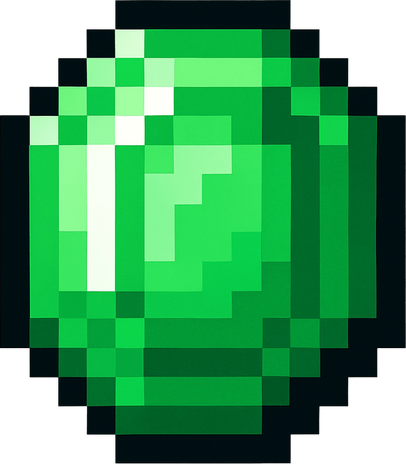 geerame una esmeralda pixelar.
In-Game asset.  2d.  High contrast.  No shadows