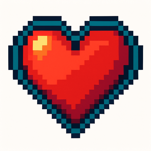 A VERY COOL PIXEL HEART.
In-Game asset.  2d.  High contrast.  No shadows