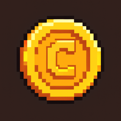 pixel art coin.
In-Game asset.  2d.  High contrast.  No shadows