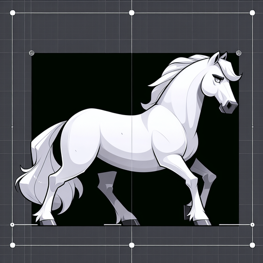 White horse.
Single Game Texture.  In-Game asset.  2d.  Blank background.  High contrast.  No shadows