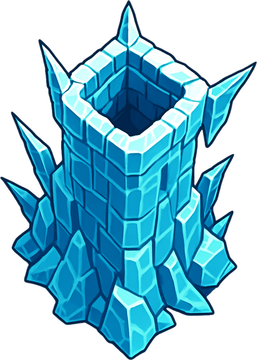 torre de hielo desde arriba.
In-Game asset.  2d.  High contrast.  No shadows