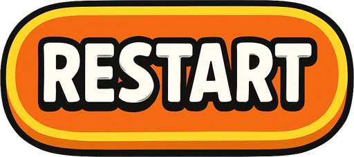 Boton de juego que diga "RESTART".
In-Game asset.  2d.  High contrast.  No shadows