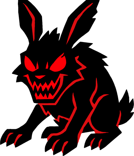 demon rabbit with red eyes.
In-Game asset.  2d.  High contrast.  No shadows