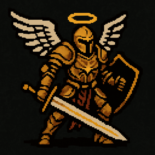Michael demiurgos dark souls style 2d pixel art.
In-Game asset.  2d.  High contrast.  No shadows