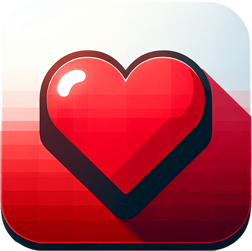 red heart.
Single Game Texture. In-Game asset. 2d. Blank background. High contrast. No shadows.