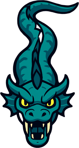 Serpiente marina vista desde arriba que viene de frente.
In-Game asset.  2d.  High contrast.  No shadows