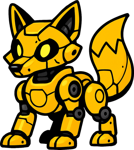 Fox robot amarillo.
In-Game asset.  2d.  High contrast.  No shadows