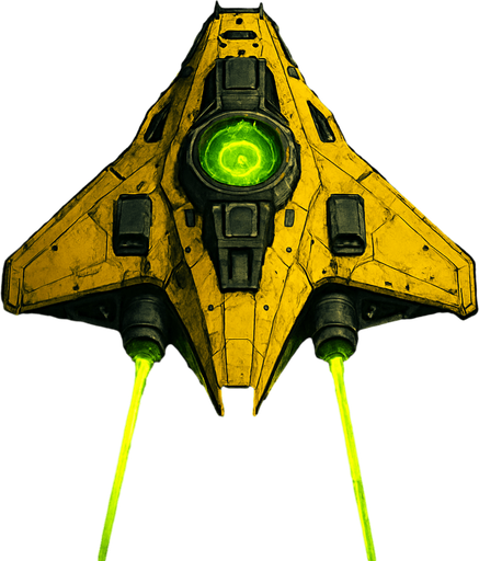 poisonous yellow laser spaceship top view.