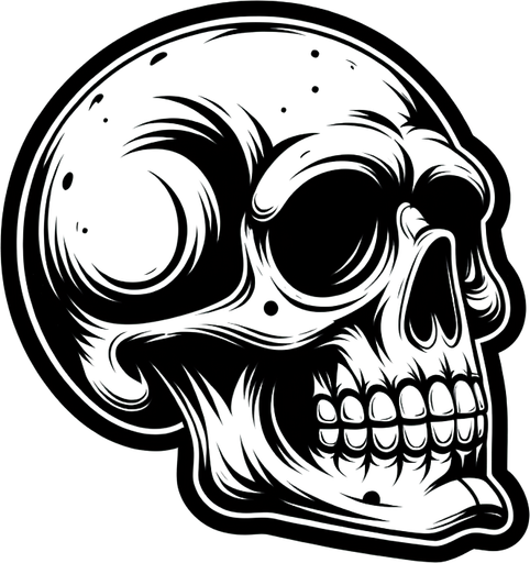 skull. clipart. cartoon. Blank background. High contrast. No shadows..