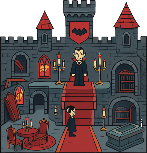 vampire castle rpg. 2d. no shadows.