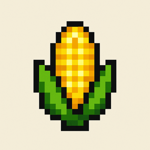 Corn 2d pixilated topdown.
In-Game asset.  2d.  High contrast.  No shadows