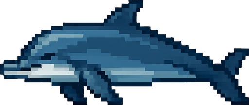 Realistic pixel horizontal dolphin.
In-Game asset.  2d.  High contrast.  No shadows