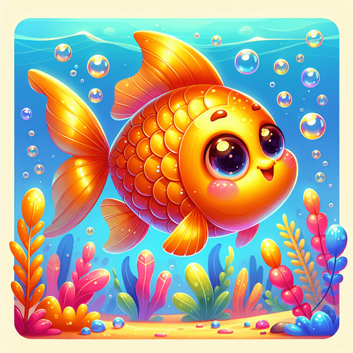 cartoon golden fish.
2D