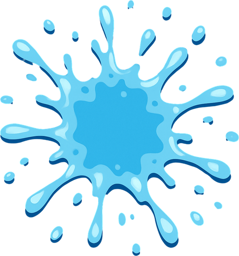 cold water splash 2d illustration. top-view perspective.
In-Game asset.  2d.  High contrast.  No shadows
