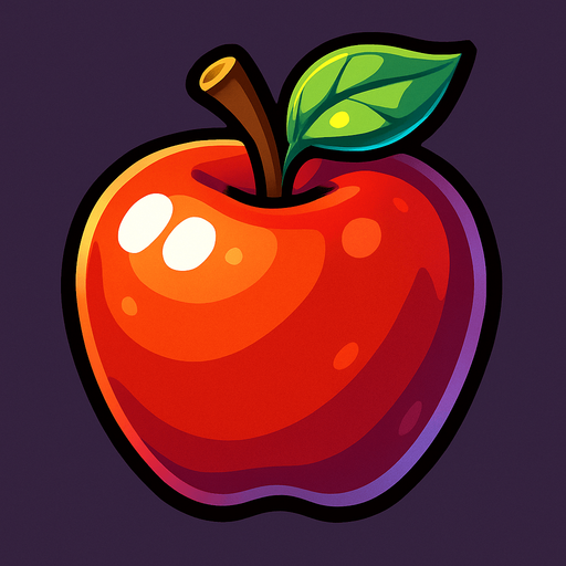 Shiny apple.
In-Game asset.  2d.  High contrast.  No shadows