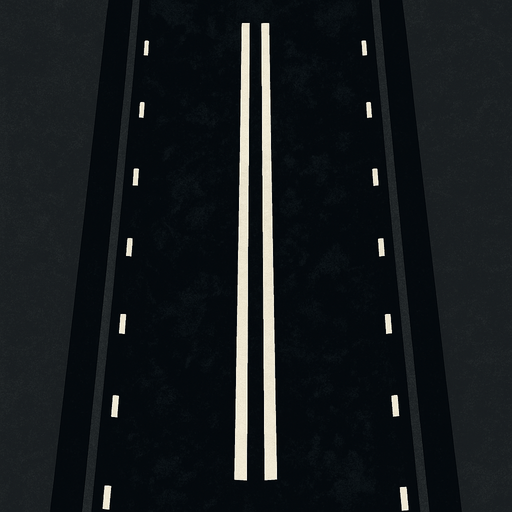 carretera oscura con perspectiva desde arriba.
In-Game asset.  2d.  High contrast.  No shadows