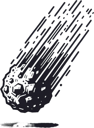Asteroid, falling Single Game Texture. In-Game asset. 2d. Blank background. High contrast. No shadows.