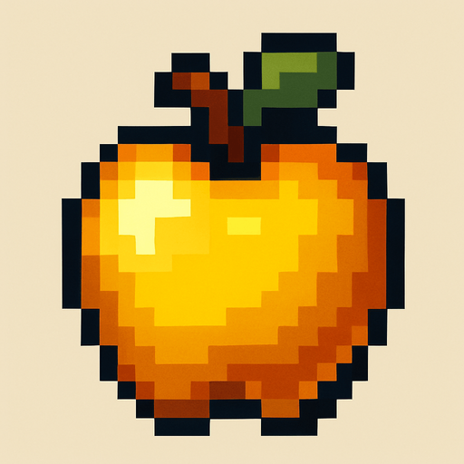 pixel art of a apple but golden.
In-Game asset.  2d.  High contrast.  No shadows