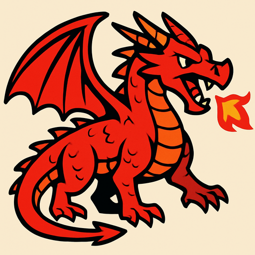 basic red fire dragon. 3d.
In-Game asset.  2d.  High contrast.  No shadows