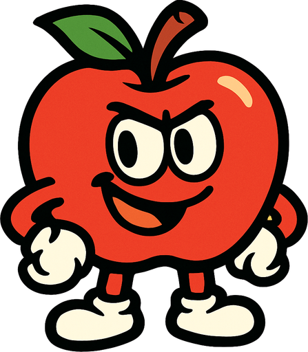 apple cartoon.
In-Game asset.  2d.  High contrast.  No shadows