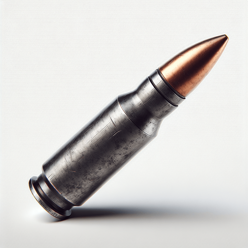 Bullet.
Single Game Texture. In-Game asset. 2d. Blank background. High contrast. No shadows.