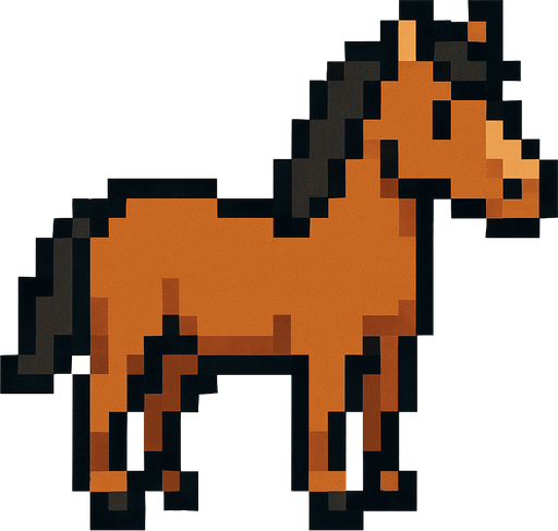 Horse pixel.
In-Game asset.  2d.  High contrast.  No shadows