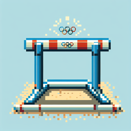 a single olympic hurdle. seen from the front. pixelated. 8 bit.
Single Game Texture. In-Game asset. 2d. Blank background. High contrast. No shadows.