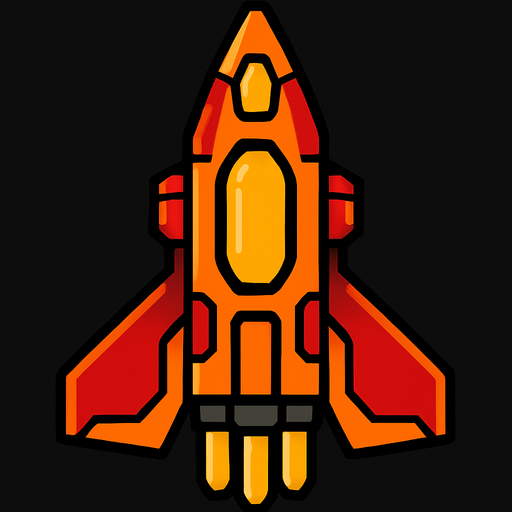 vertical spaceship.
In-Game asset.  2d.  High contrast.  No shadows