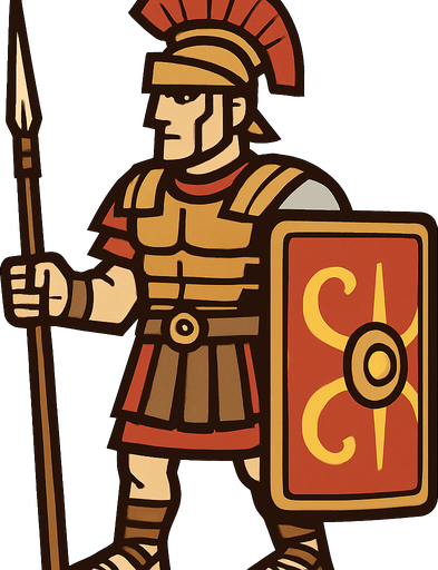 Roman Legioner.
In-Game asset.  2d.  High contrast.  No shadows