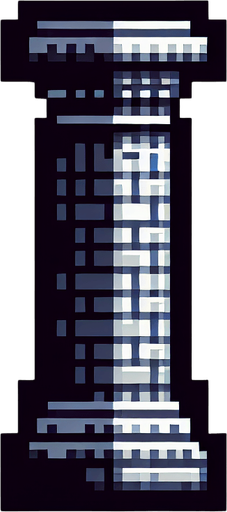 8-bit chimney. in game asset. Single Game Texture. In-Game asset. 2d. Blank background. High contrast. No shadows.