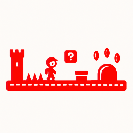 a 2d platformer straight and long that looks special in red.
In-Game asset.  2d.  High contrast.  No shadows