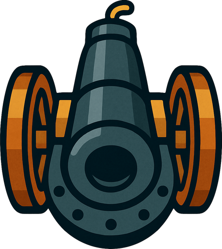 2 boyutlu üstten görülme bir savaş topu.
In-Game asset.  2d.  High contrast.  No shadows