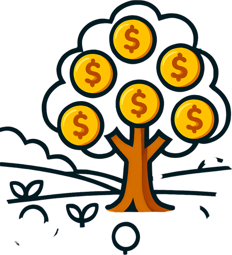 field with money tree.
In-Game asset.  2d.  High contrast.  No shadows