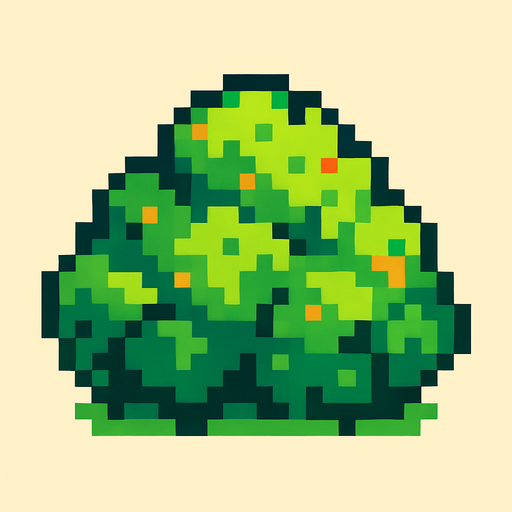 arbusto pixelart.
In-Game asset.  2d.  High contrast.  No shadows
