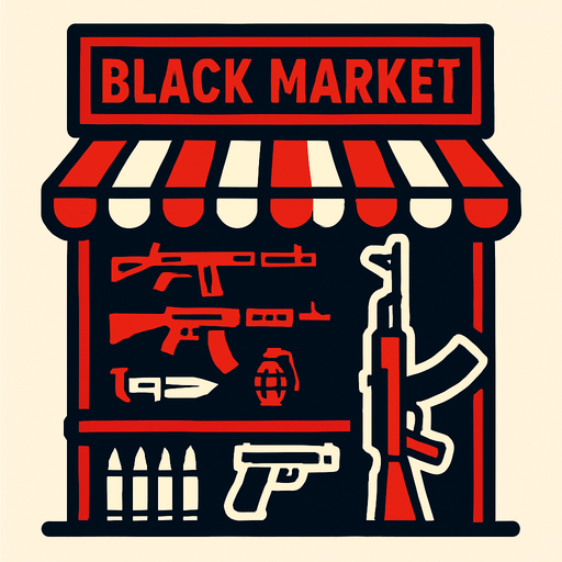 black market which sells weapon.
In-Game asset.  2d.  High contrast.  No shadows